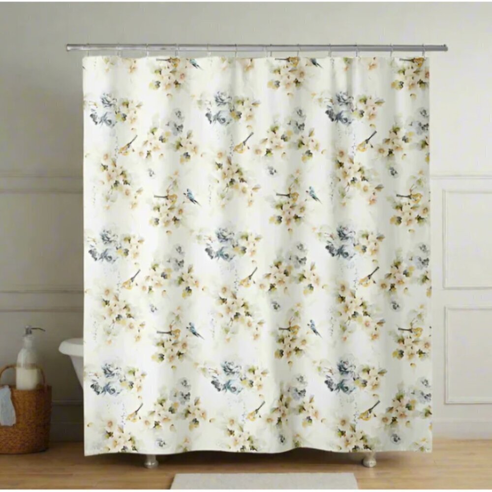 Hudson Bay Vintage Flower Shower Curtain Cotton Floral 72x72 Abigail Square